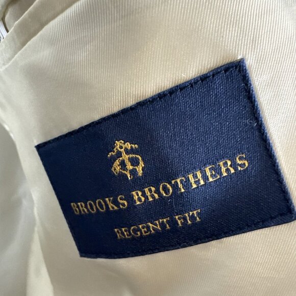 Brooks Brothers Men 44 Regent Fit Linen Tan Blue Plaid Blazer Sports Coat - Picture 7 of 10